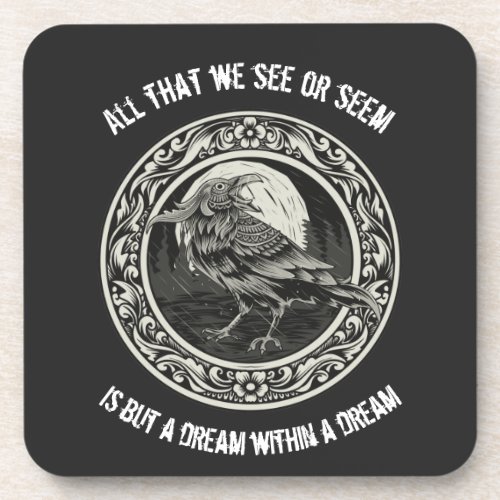 Edgar Allan Poe Poet Author Dream Raven Medallion  Beverage Coaster