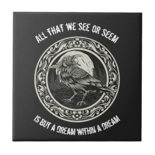 Edgar Allan Poe Poet Author Dream Raven Medallion Ceramic Tile