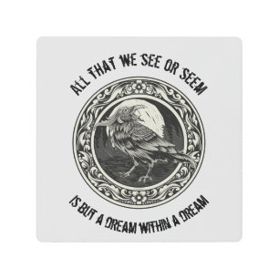 Edgar Allan Poe Poet Author Dream Raven Medallion Metal Print