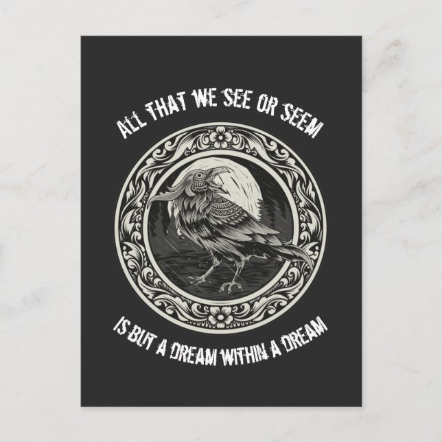 Edgar Allan Poe Poet Author Dream Raven Medallion  Postcard (Front)