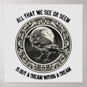Edgar Allan Poe Poet Author Dream Raven Medallion Poster