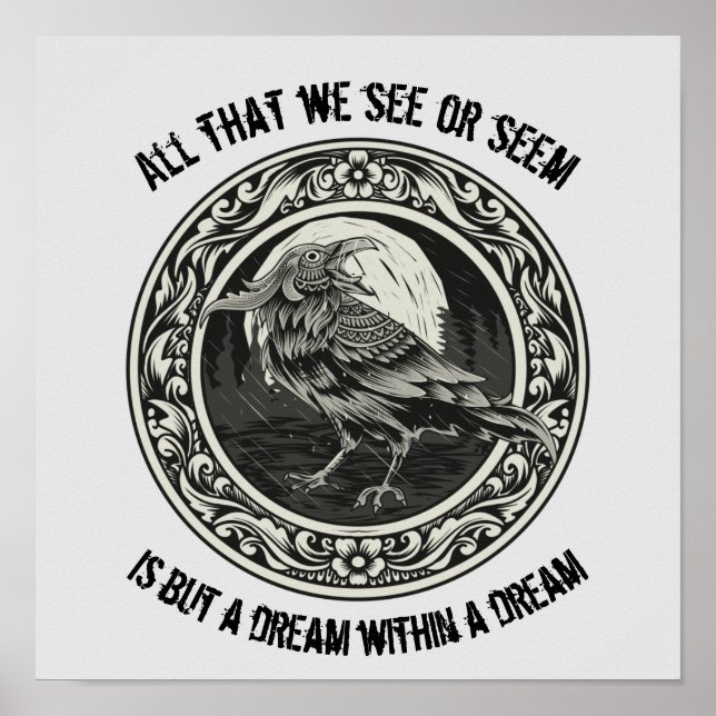 Edgar Allan Poe Poet Author Dream Raven Medallion  Poster (Front)