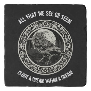 Edgar Allan Poe Poet Author Dream Raven Medallion Trivet