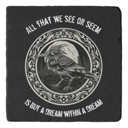 Edgar Allan Poe Poet Author Dream Raven Medallion  Trivet