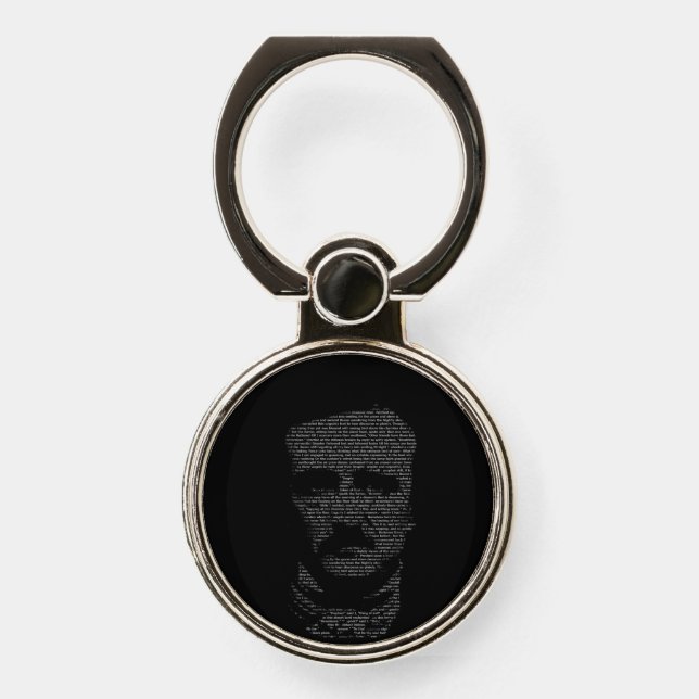 Edgar Allan Poe Portrait from The Raven Poem Words Phone Ring Stand (Front)