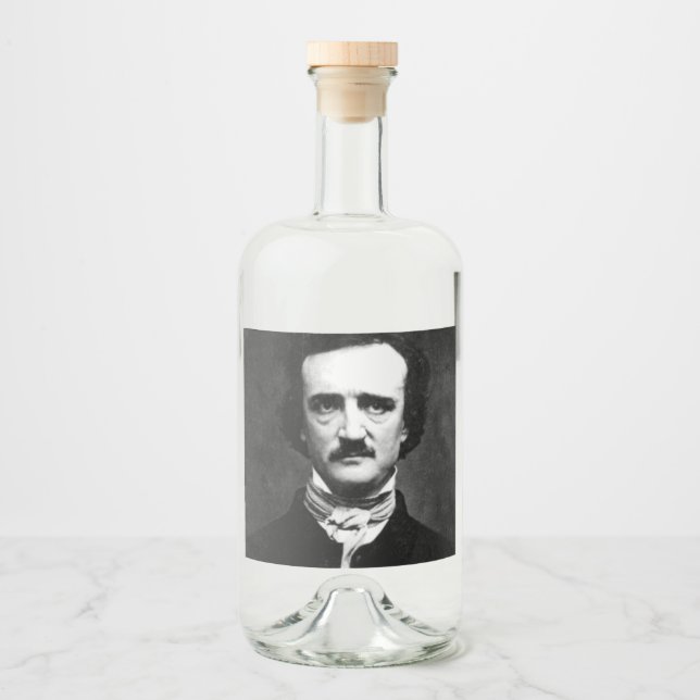 Edgar Allan Poe Portrait Liquor Bottle Label (Front)