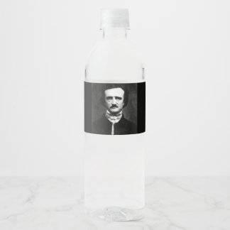 Edgar Allan Poe Portrait Water Bottle Label