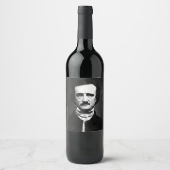 Edgar Allan Poe Portrait Wine Label by GothFashion at Zazzle