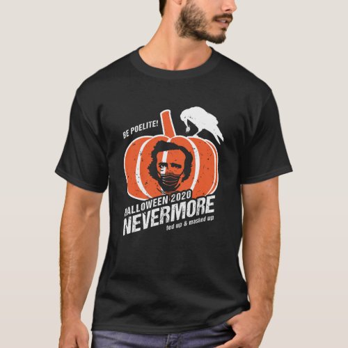 Edgar Allan Poe Raven on a Pumpkin Halloween 2020  T_Shirt