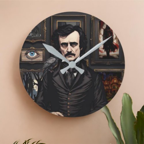 Edgar Allan Poe Round Clock