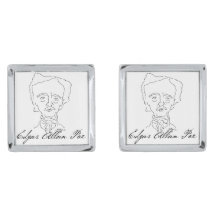 Edgar Allan Poe Silver Cufflinks