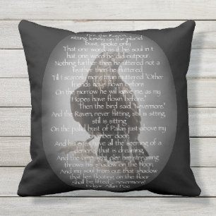 Edgar Allan Poe The Raven Poem Raven Watercolor Throw Pillow