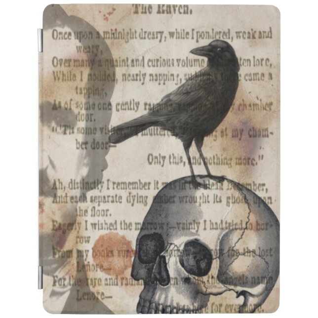 Edgar Allan Poe The Raven & Skull iPad Cover (Front)