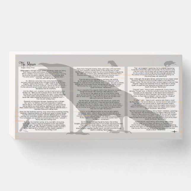 Edgar Allan Poe The Raven Wooden Box Sign (Front Horizontal)