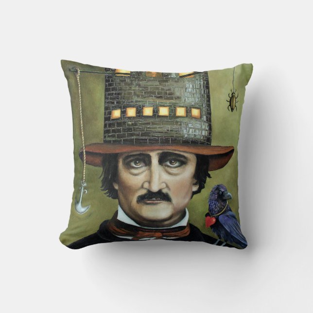 Edgar Allan Poe Throw Pillow (Front)
