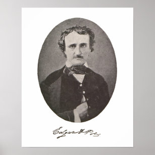 Edgar Allan Poe with Signature Poster
