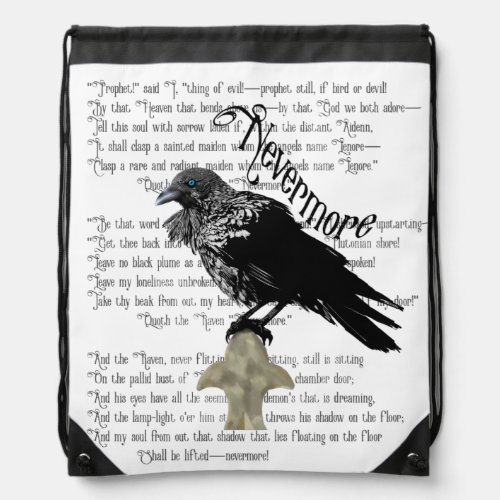 Edgar Allan Poes The Raven Drawstring Bag