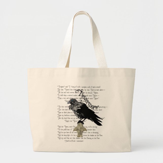 Edgar Allan Poe's The Raven Large Tote Bag (Front)