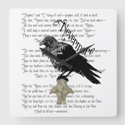 Edgar Allan Poes The Raven Square Wall Clock