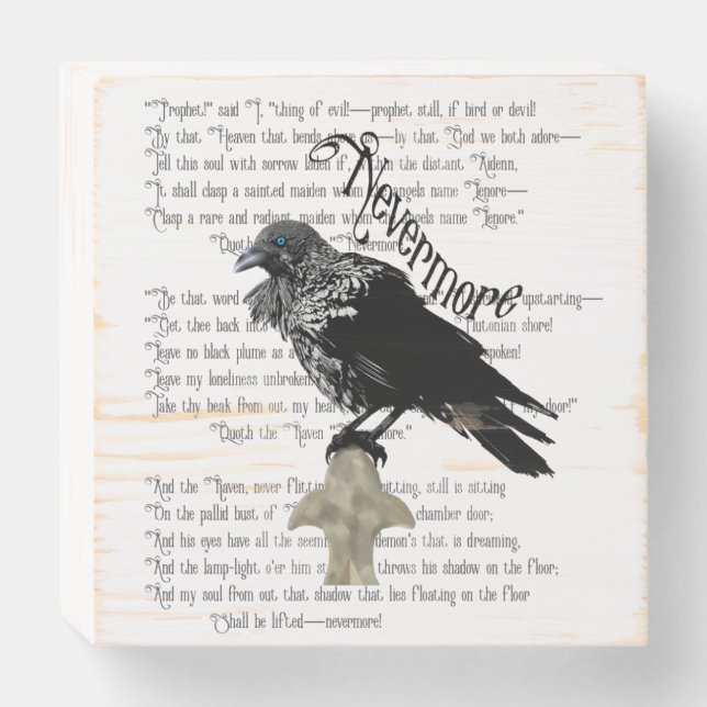 Edgar Allan Poe's The Raven Wooden Box Sign (Front Horizontal)
