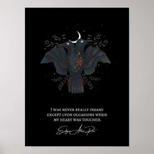 Edgar Allen Poe Love Poem Poetry Raven Crow Poster