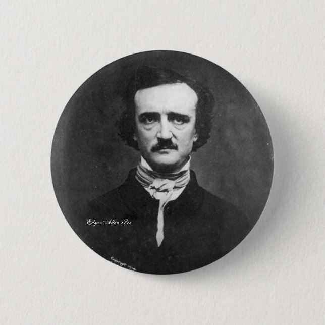 Edgar Allen Poe, pin-on Pinback Button (Front)