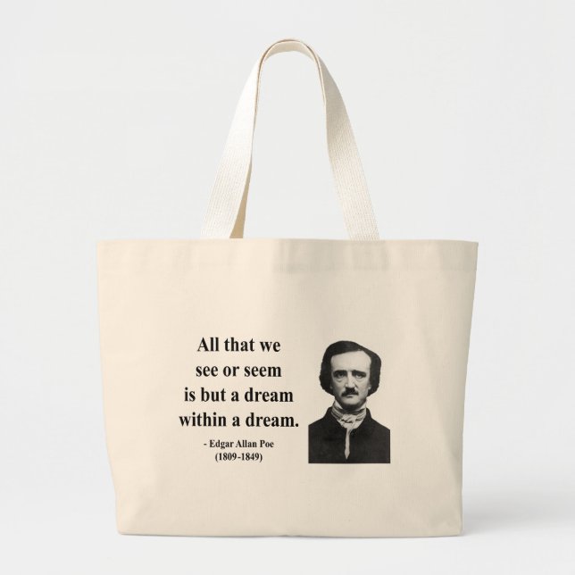 Edgar Allen Poe Quote 1b Large Tote Bag (Front)