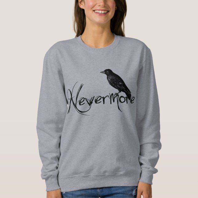Edgar Allen Poe Raven Nevermore Halloween Sweatshirt (Front)