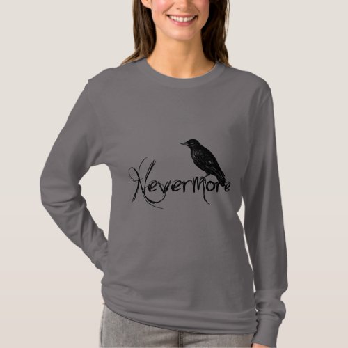 Edgar Allen Poe Raven Nevermore Halloween T_Shirt