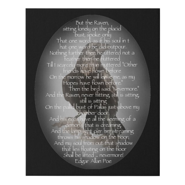Edgar Allen Poe Raven Poem, Nevermore Quote Faux Canvas Print (Front)