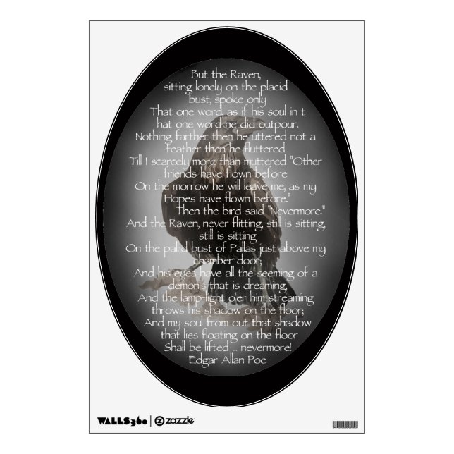 Edgar Allen Poe Raven Poem, Nevermore Quote Wall Decal (Front)