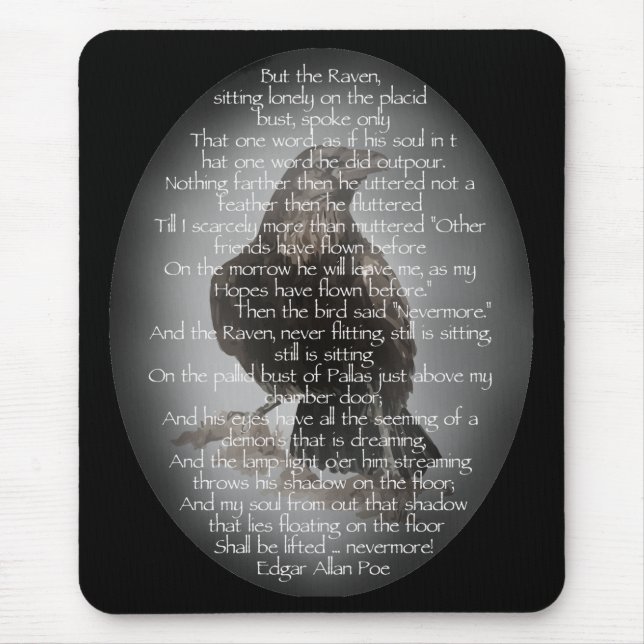 Edgar Allen Poe "The Raven" Halloween Poem bird Mouse Pad (Front)