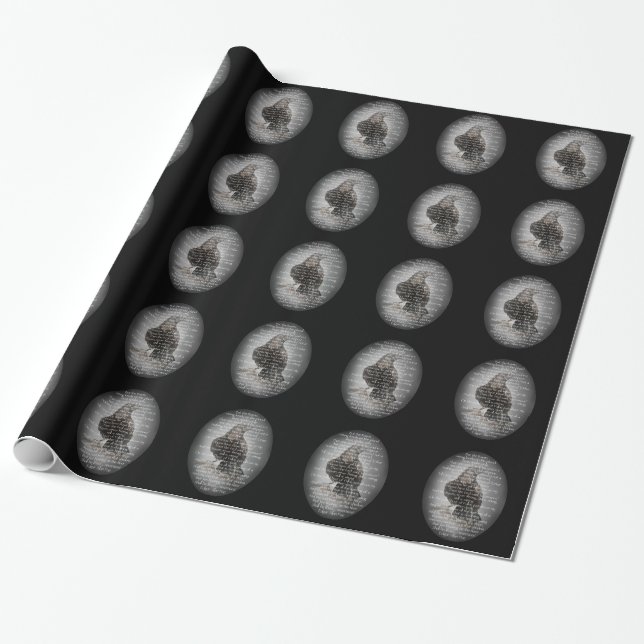 Edgar Allen Poe "The Raven" Halloween Poem bird Wrapping Paper (Unrolled)