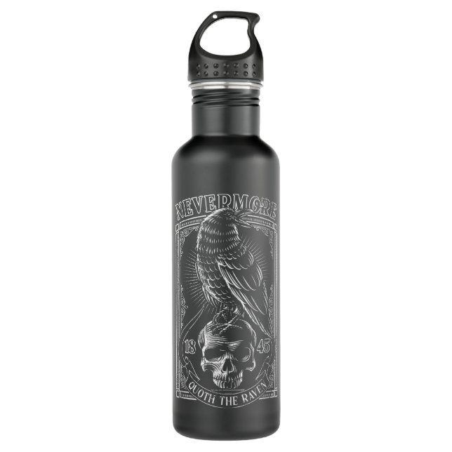 Edgar Allen Poe The Raven Nevermore  Stainless Steel Water Bottle (Front)