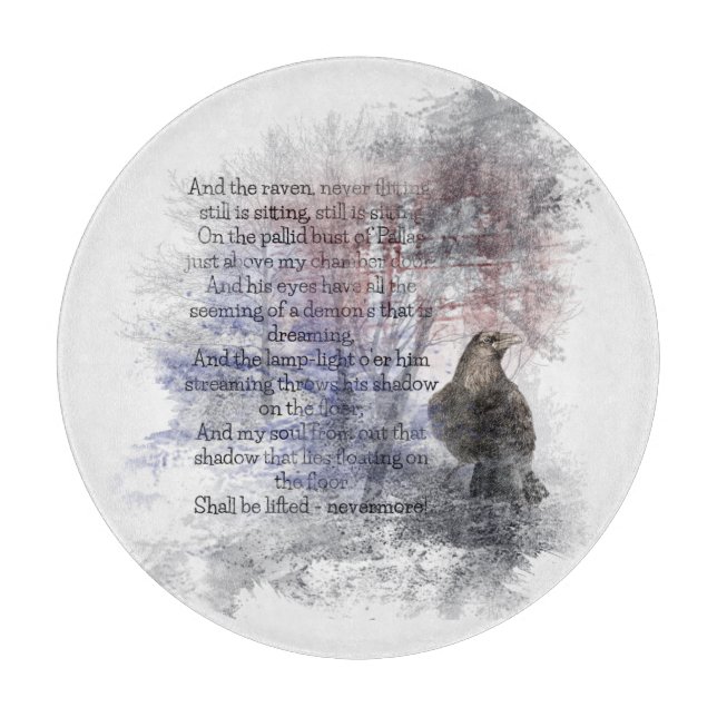 Edgar Allen Poe "The Raven" raven bird Halloween Cutting Board (Front)