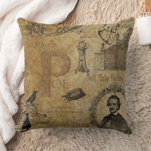 Edgar Allen Poe Throw Pillow