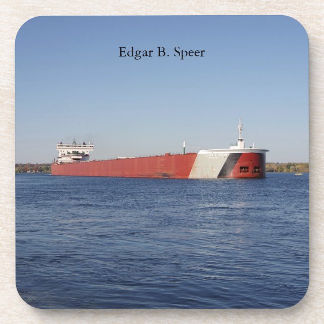 Edgar B. Speer plastic coaster (Front)