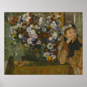 Edgar Degas A Woman Seated beside a Vase of Flow Poster