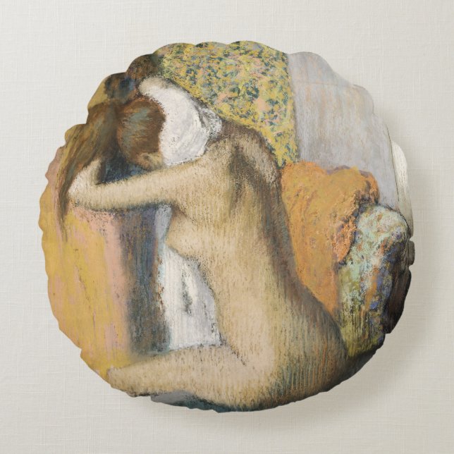 Edgar Degas | After the Bath, Woman Drying Neck Round Pillow (Front)