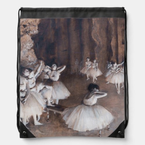 Edgar Degas _ Ballet Rehearsal on Stage Drawstring Bag