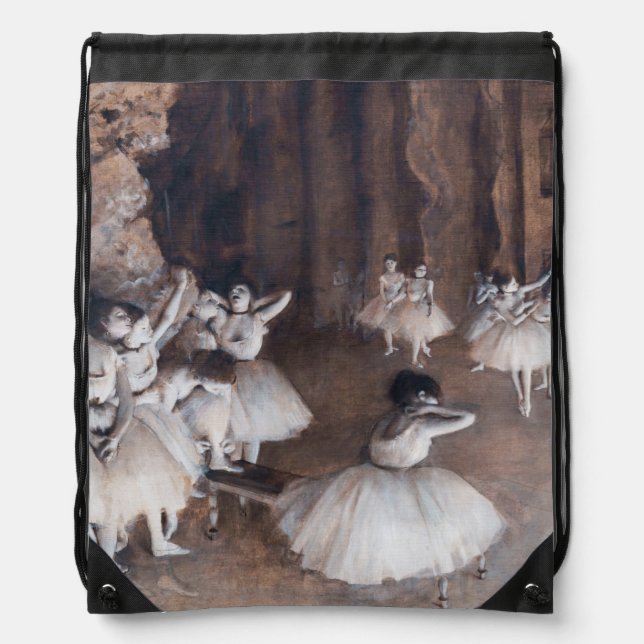Edgar Degas - Ballet Rehearsal on Stage Drawstring Bag (Front)
