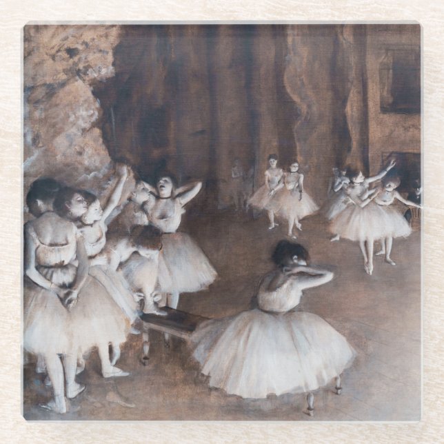 Edgar Degas - Ballet Rehearsal on Stage Glass Coaster (Front)