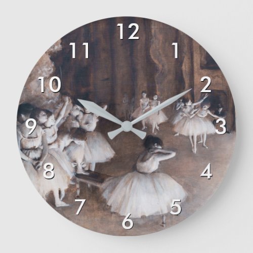 Edgar Degas _ Ballet Rehearsal on Stage Large Clock