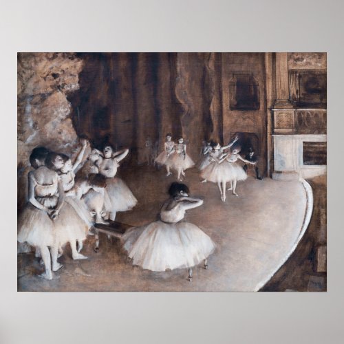 Edgar Degas _ Ballet Rehearsal on Stage Poster