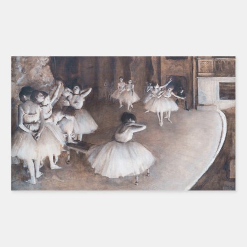 Edgar Degas _ Ballet Rehearsal on Stage Rectangular Sticker