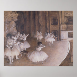 Edgar Degas Ballet Rehearsal on the Stage, 1874 Poster