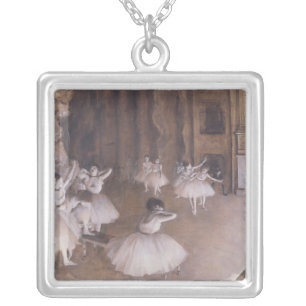 Edgar Degas   Ballet Rehearsal on the Stage, 1874 Silver Plated Necklace