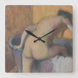 Edgar Degas   Bather Stepping into a Tub Square Wall Clock