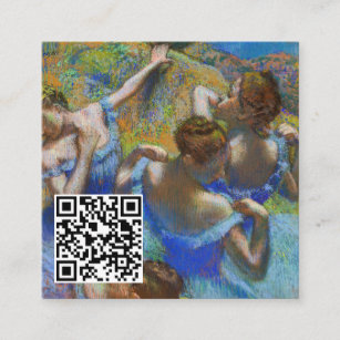 Edgar Degas - Blue Dancers - QR Code Square Business Card