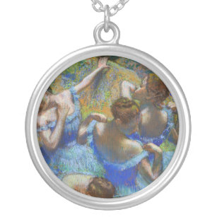 Edgar Degas - Blue Dancers  Silver Plated Necklace